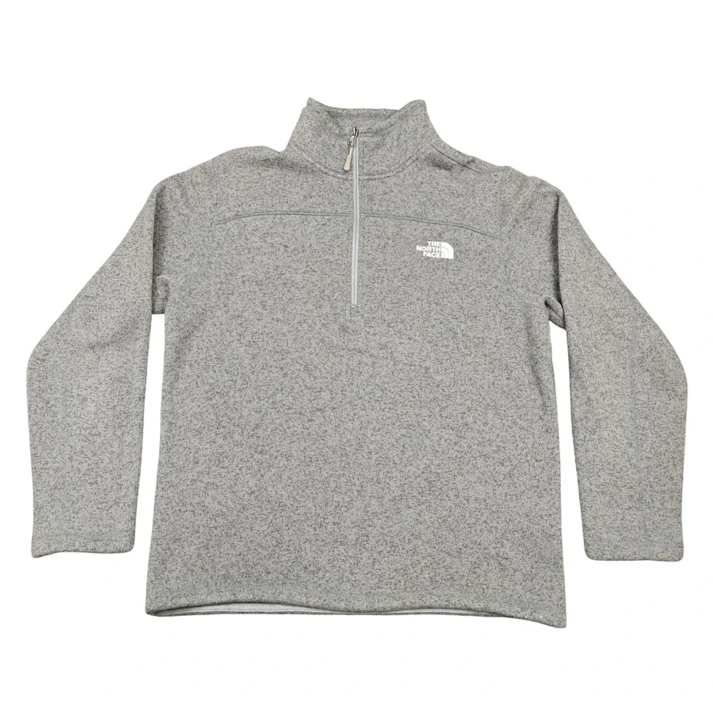 The North Face Pullover Mens Large Gray Fleece 1/4 Zip Long Sleeve Thermal Layer